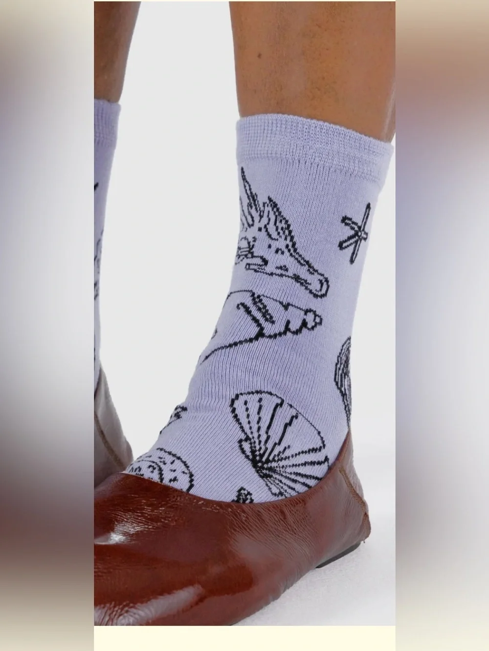 Baggu Crew Socks Shell Light Blue Nautical NEW